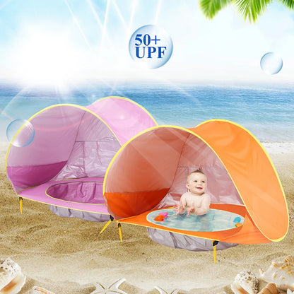 Baby Beach Tent UPF 50+ UV Protection Waterproof Sun Shelter with Mini Pool, Kids Outdoor Camping Portable Beach Sunshade