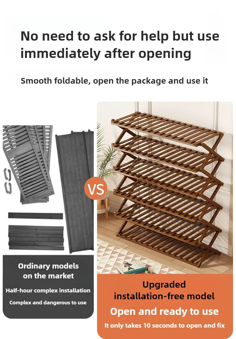 Portable Folding Shoe Rack, Required Space Saving Shoe Shelf for Dormitory Apartment Rental, Multi-Tier Shoe Organizer Storage