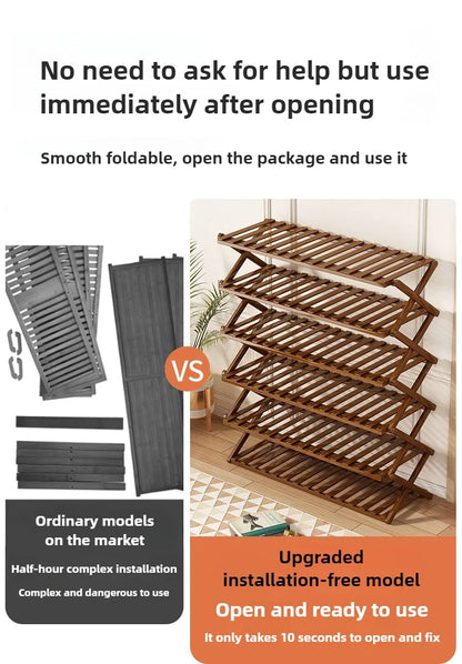 Portable Folding Shoe Rack, Required Space Saving Shoe Shelf for Dormitory Apartment Rental, Multi-Tier Shoe Organizer Storage