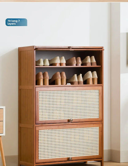 Imitation rattan woven shoe cabinet, simple shoe rack at the door of the home, economical, good-looking indoors