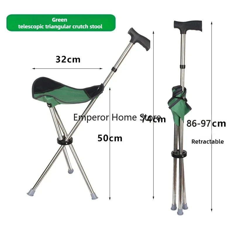 Climbing Mountain Beach Chair Retractable Folding Straight Cane Stool Elderly Assistance Walking Leisure Hand-held Chair 캠핑의자 의자