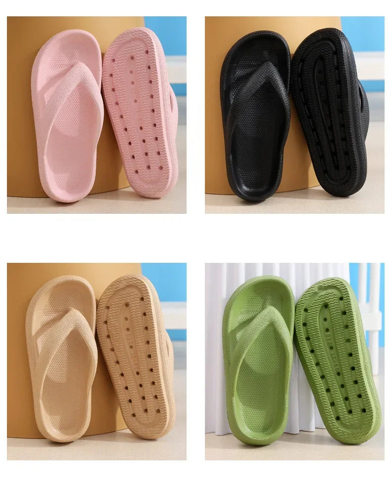 Summer Flip Flops Flat Platform Comfy Women Soft Sole Beach Slippers Fashion Sandals House Bathroom Non-Slip Thick Soled Shoes