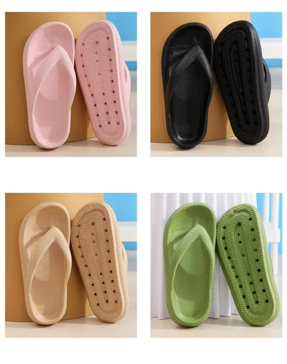 Summer Flip Flops Flat Platform Comfy Women Soft Sole Beach Slippers Fashion Sandals House Bathroom Non-Slip Thick Soled Shoes