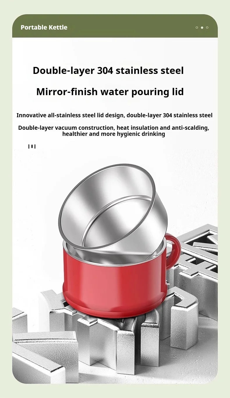 Large Capacity Travel Electric Kettle Constant Temperature Water Boiler Dual Lid Design 110V Portable Insulated Kettle