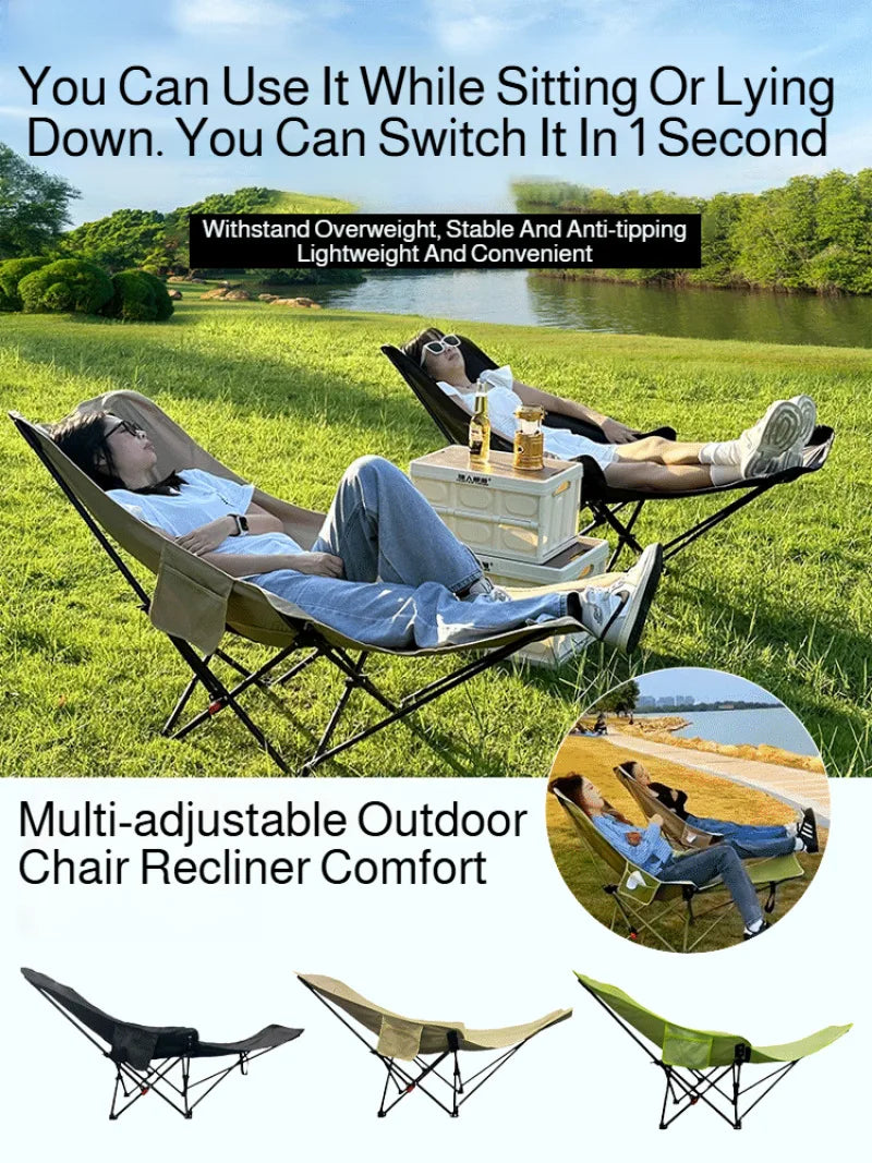 Outdoor Portable Camping Recliner Foldable Nap Beach Chair with Leg Support Lightweight Travel Folding Chair for Hiking Fishing