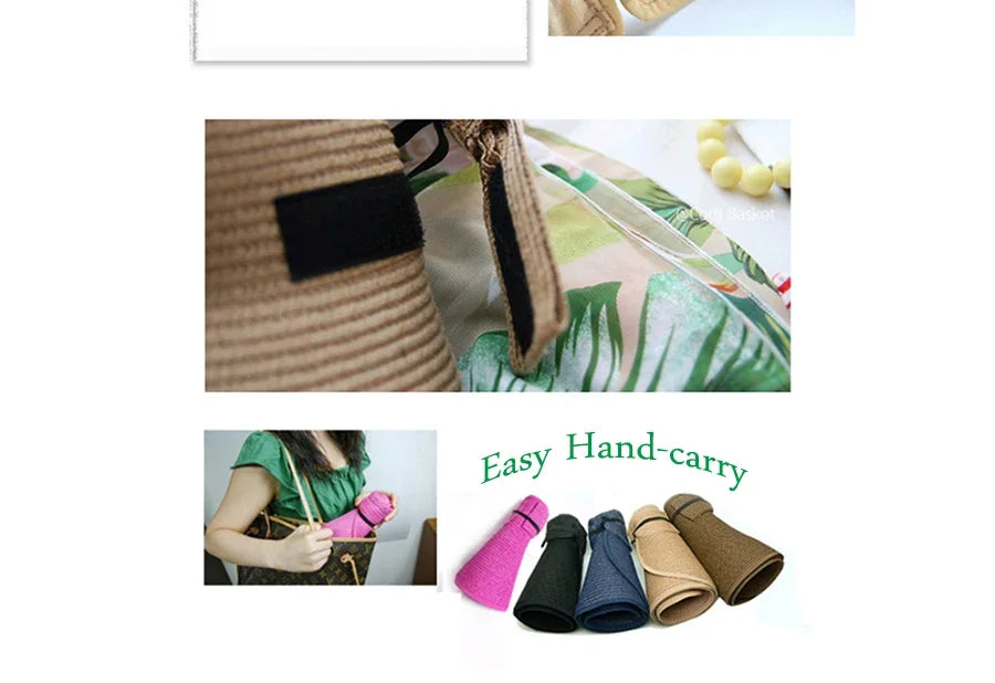 Women Summer Visors Hat Hat - Stylish and UV-Resistant for Outdoor HikingFoldable Sun Cap Wide Large Brim Beach Straw Hats Chape