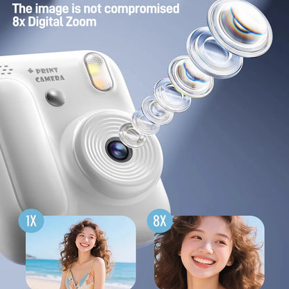 Color Printing Camera  Kids Instant Camera 32GB 1080P Thermal Print Digital Camera Print Photo Video Games Music Children Gift