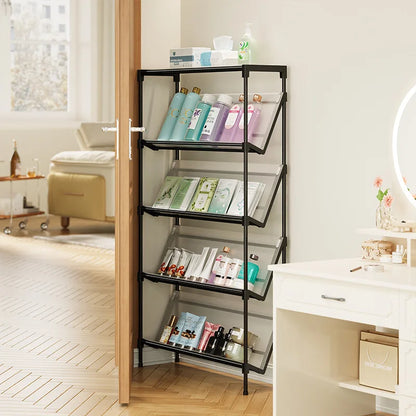 New simple multi-layer inclined dustproof shoe rack. Space saving home door step shoe cabinet, easy to assemble