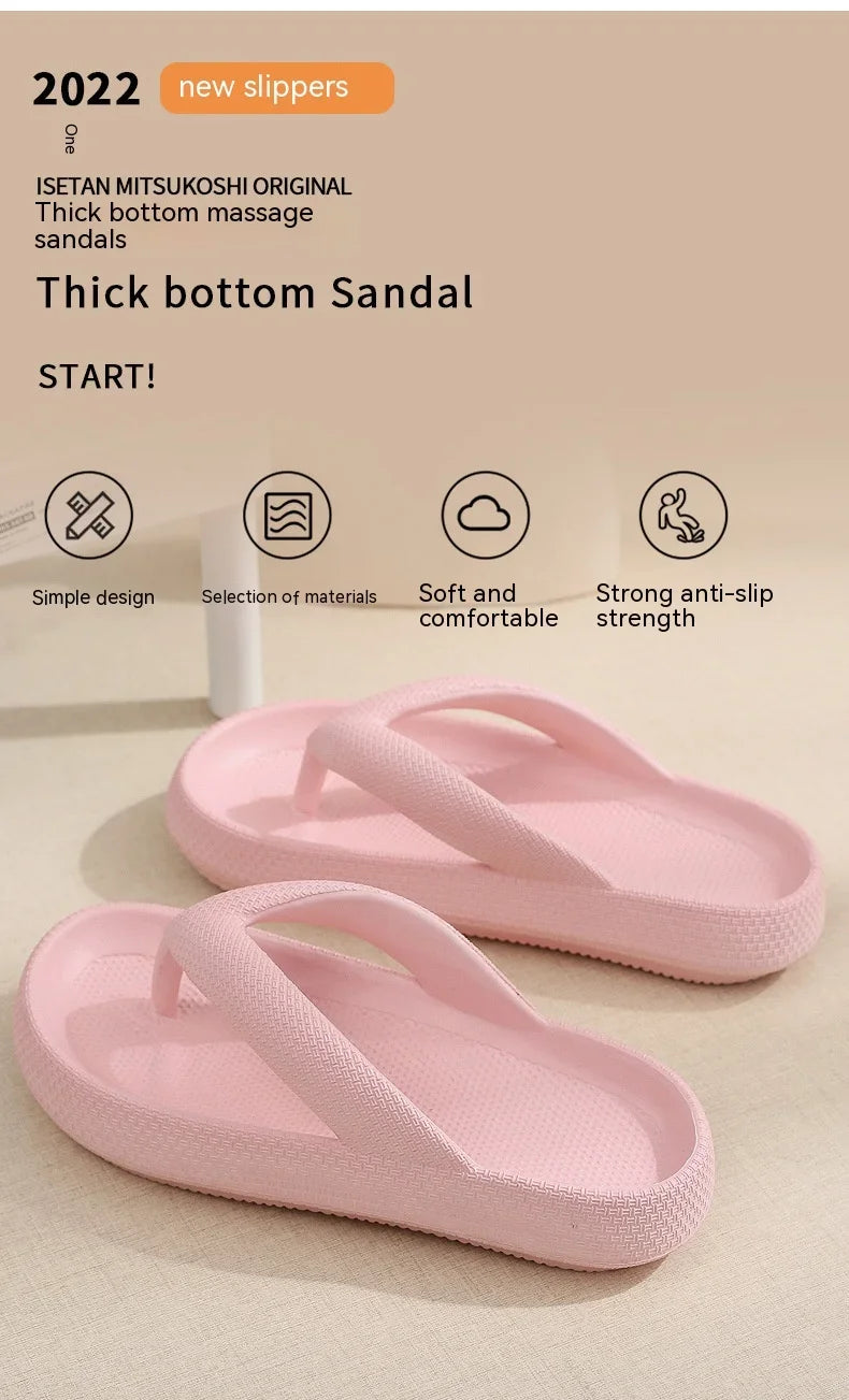 Summer Flip Flops Flat Platform Comfy Women Soft Sole Beach Slippers Fashion Sandals House Bathroom Non-Slip Thick Soled Shoes