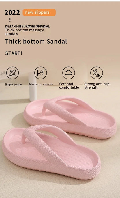 Summer Flip Flops Flat Platform Comfy Women Soft Sole Beach Slippers Fashion Sandals House Bathroom Non-Slip Thick Soled Shoes