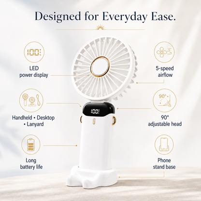 Soleil Foldaway Fan & Phone Stand